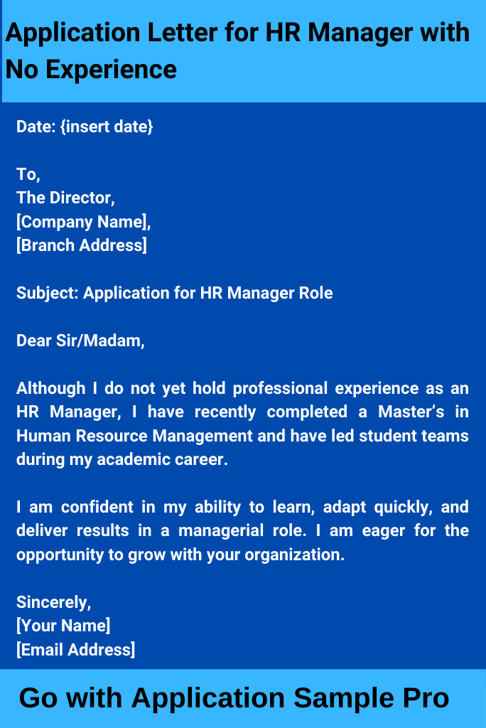 Application Letter for HR Manager with No Experience