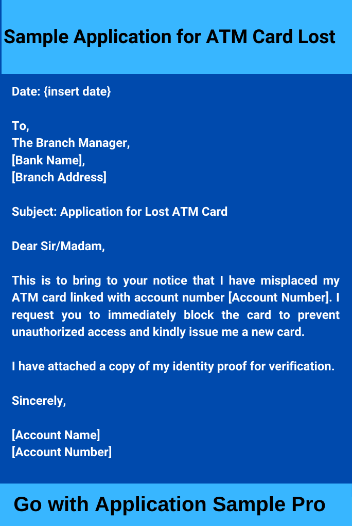 Sample Application for ATM Card Lost