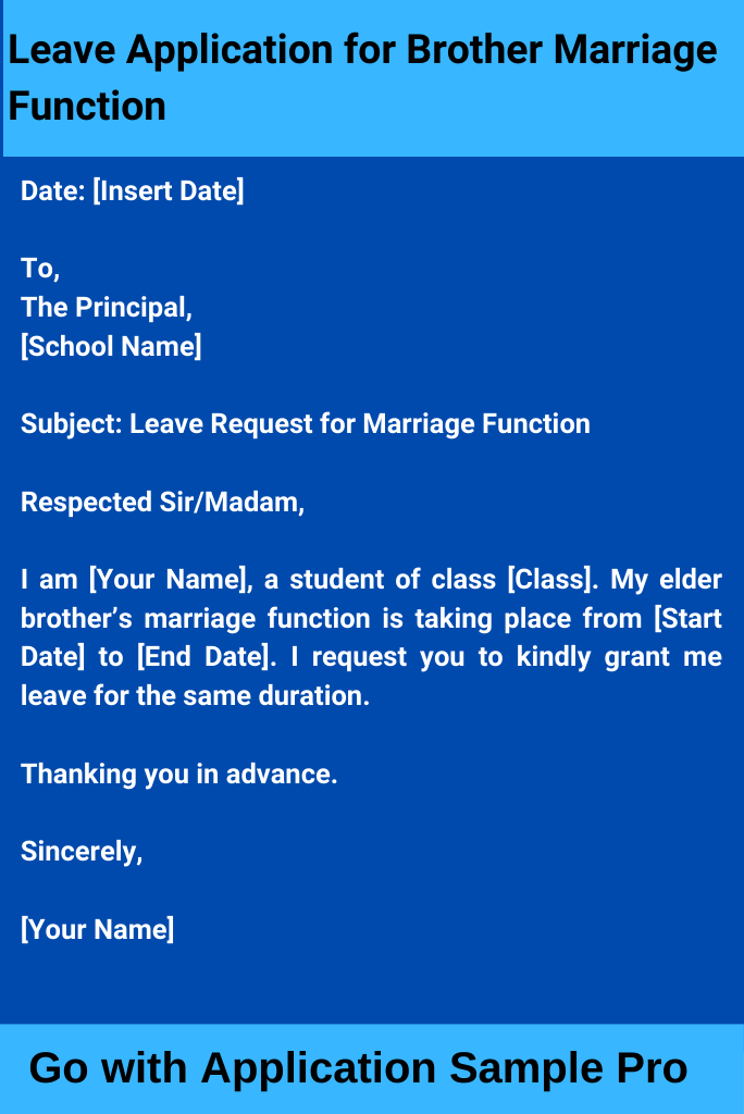 Leave Application for Brother Marriage Function