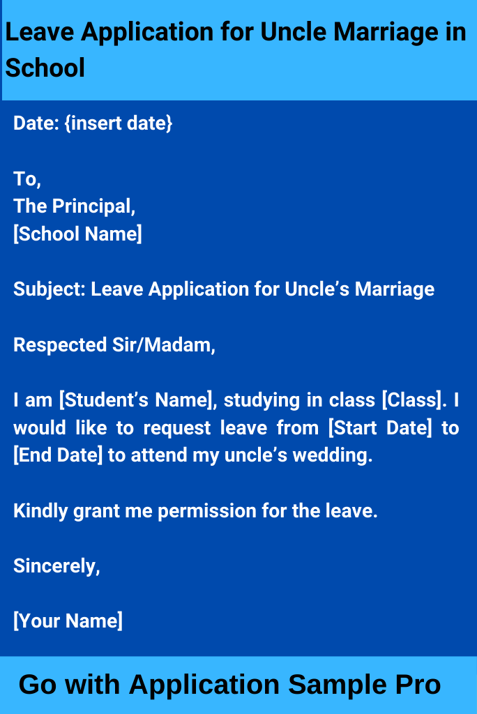 Leave Application for Uncle Marriage in School