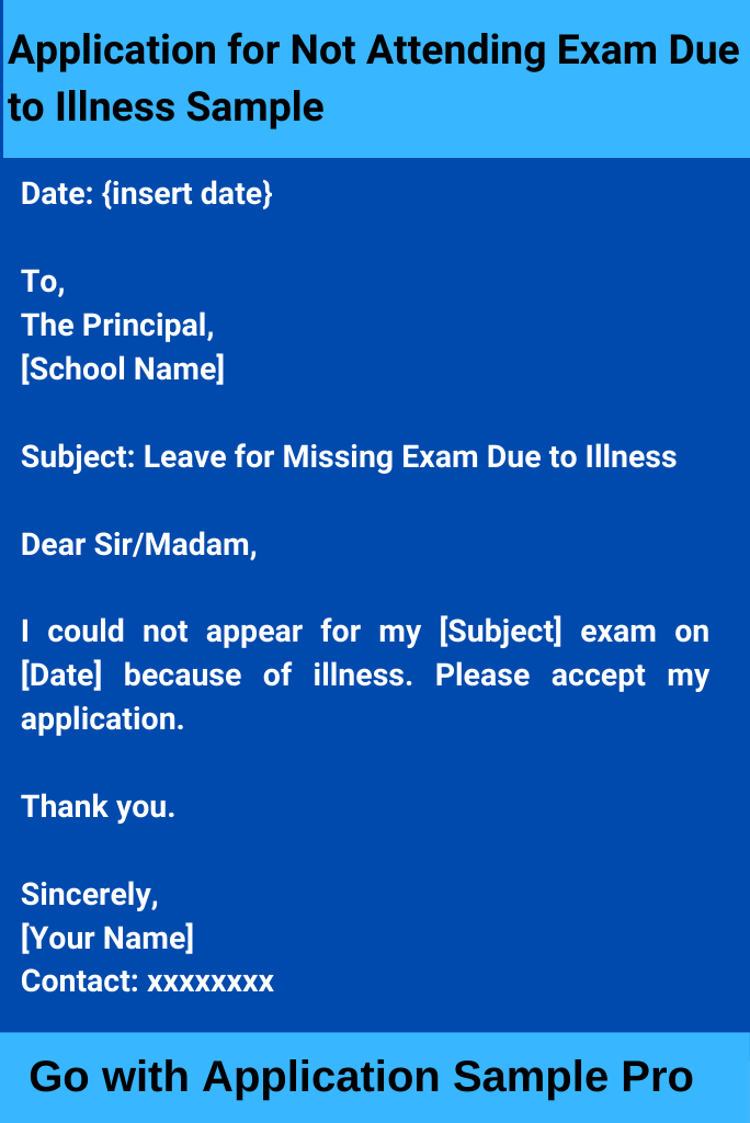 Application for Not Attending Exam Due to Illness Sample