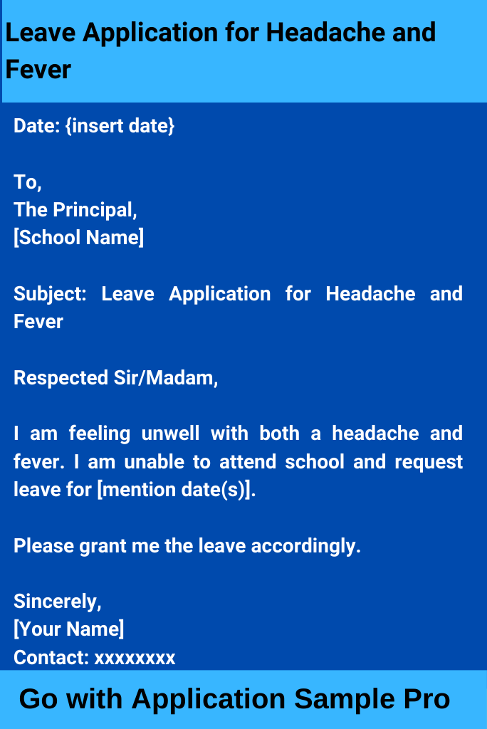 Leave Application for Headache and Fever