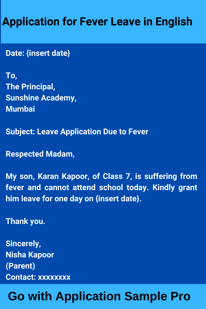 Application for Fever Leave in English