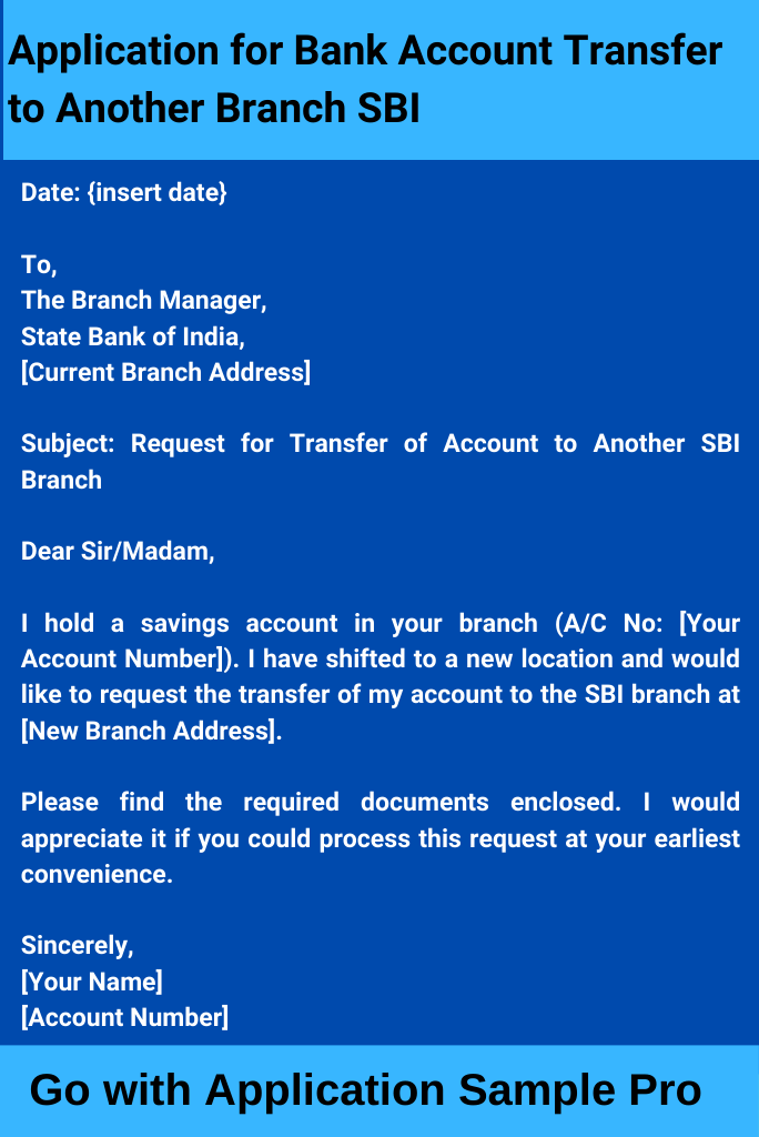 Application for Bank Account Transfer to Another Branch SBI
