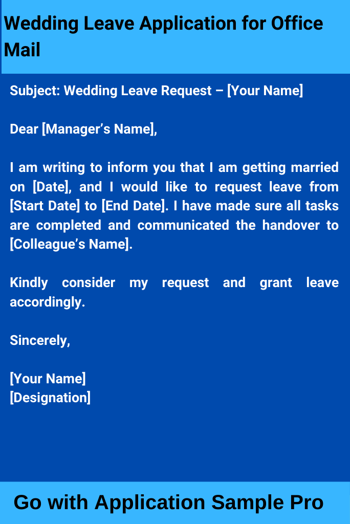 Wedding Leave Application for Office Mail