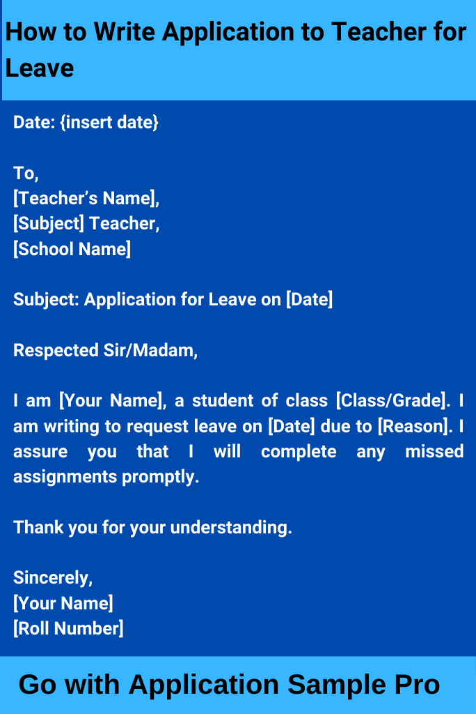 How to Write Application to Teacher for Leave
