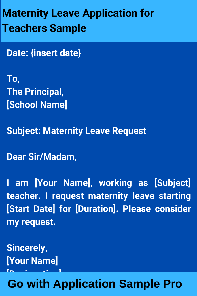 Maternity Leave Application for Teachers Sample