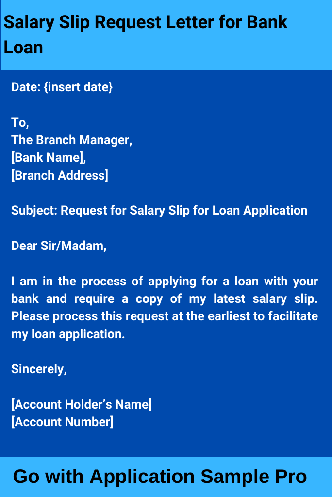 Salary Slip Request Letter for Bank Loan