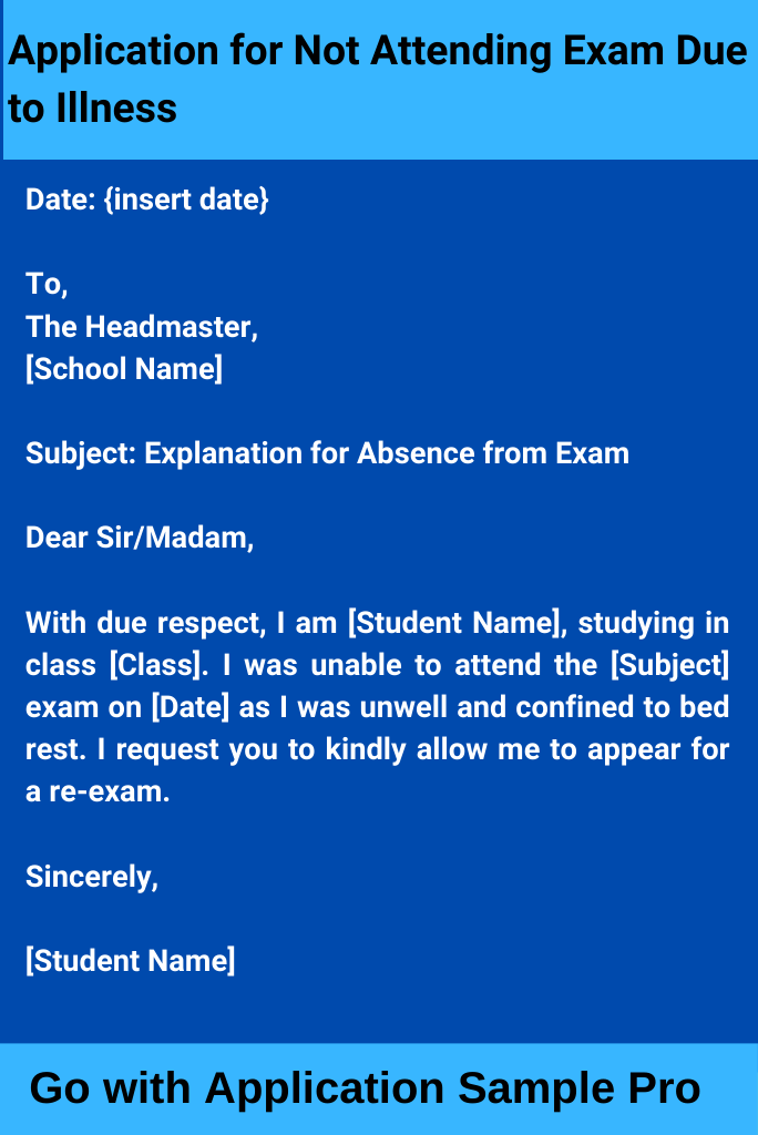 Application for Not Attending Exam Due to Illness