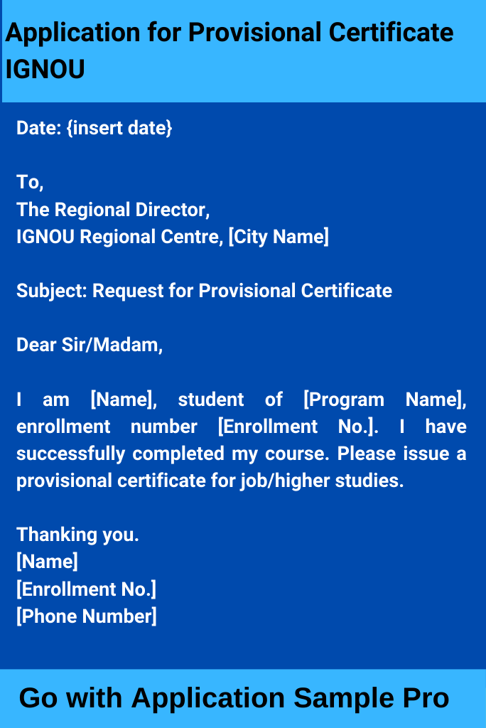 Application for Provisional Certificate IGNOU