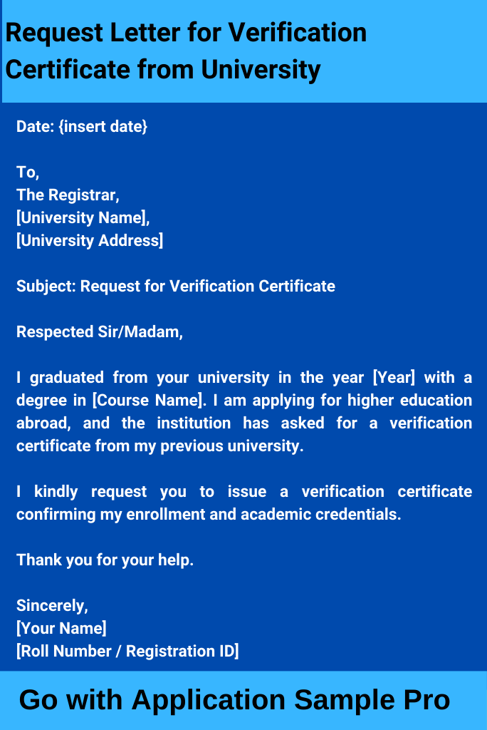 Request Letter for Verification Certificate from University
