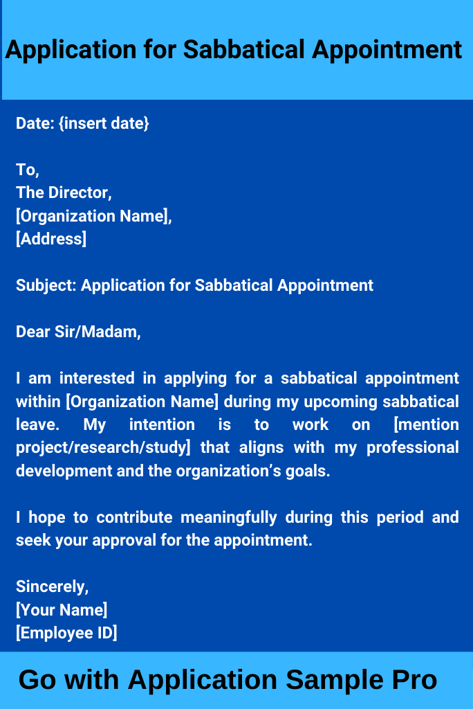 Application for Sabbatical Appointment