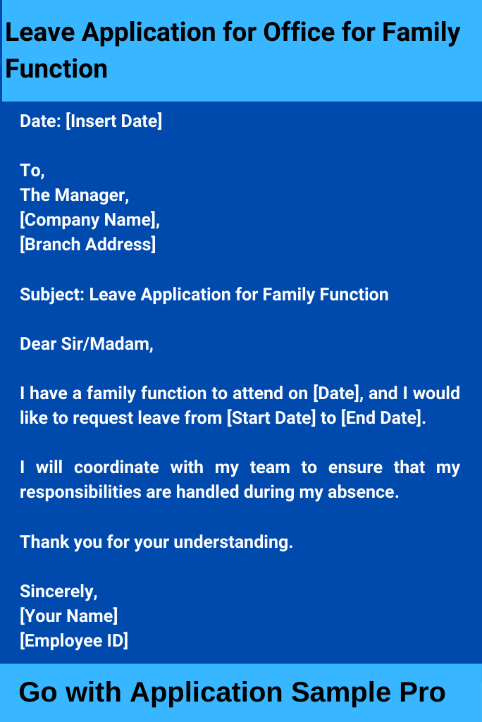 Leave Application for Office for Family Function