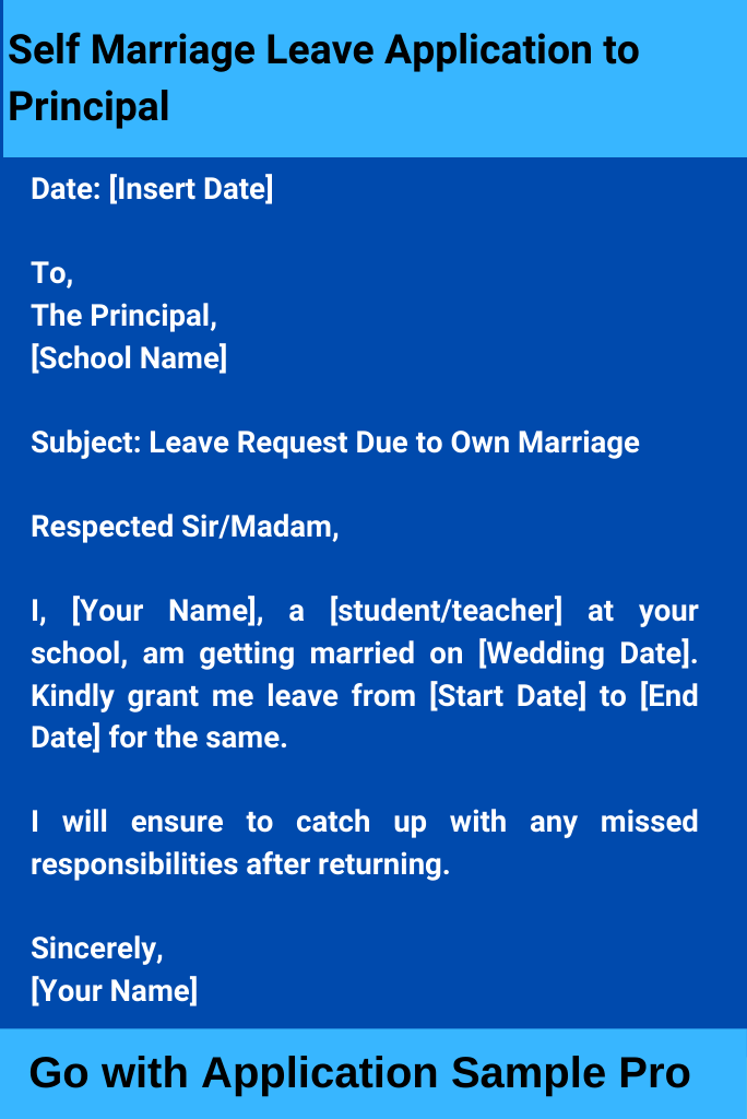 Self Marriage Leave Application to Principal