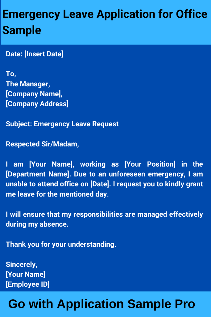 Emergency Leave Application for Office Sample