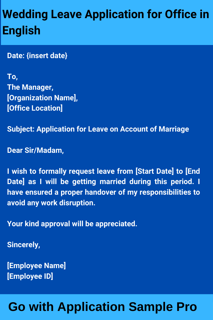 Wedding Leave Application for Office in English