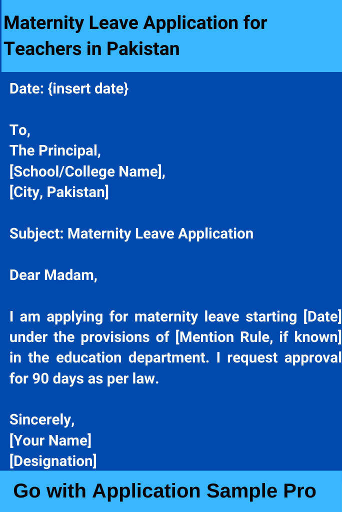 Maternity Leave Application for Teachers in Pakistan