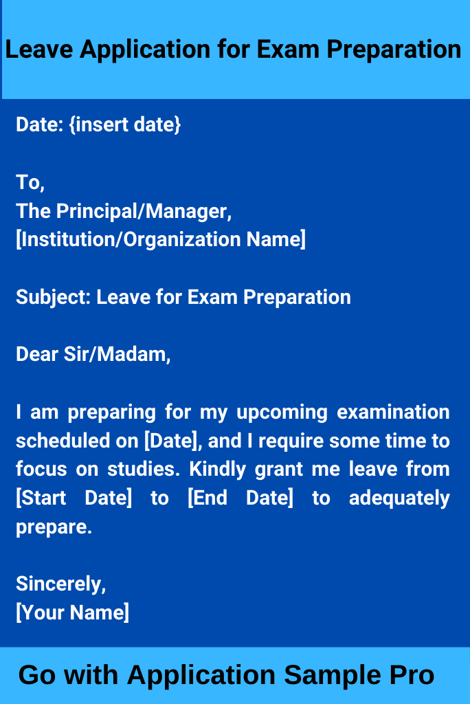 Leave Application for Exam Preparation
