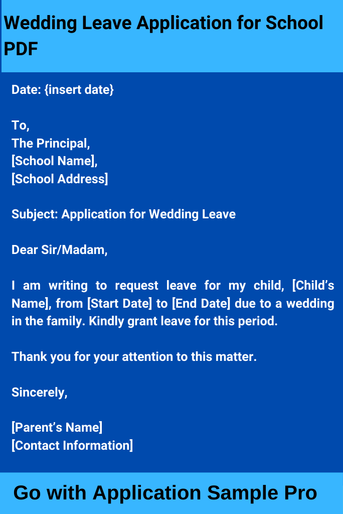 Wedding Leave Application for School PDF