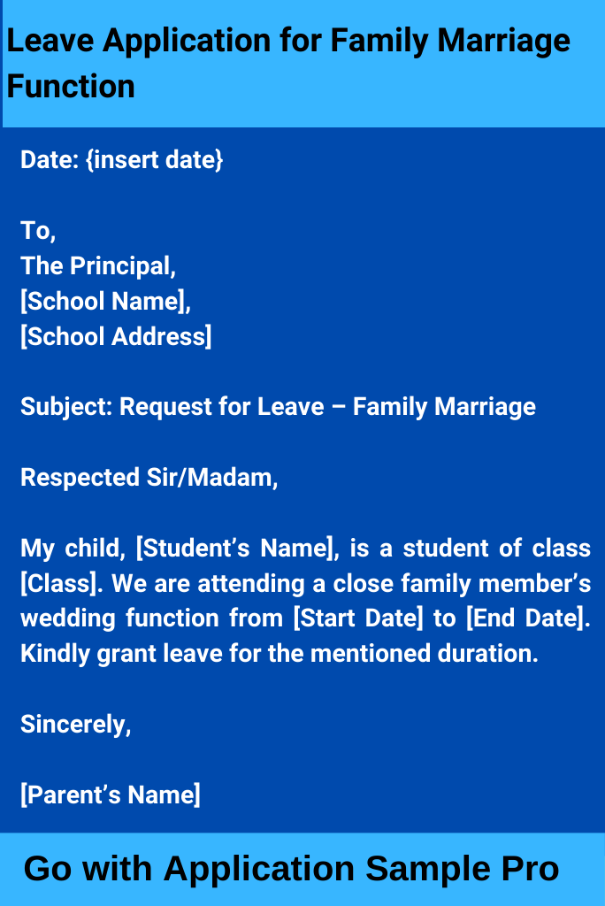 Leave Application for Family Marriage Function