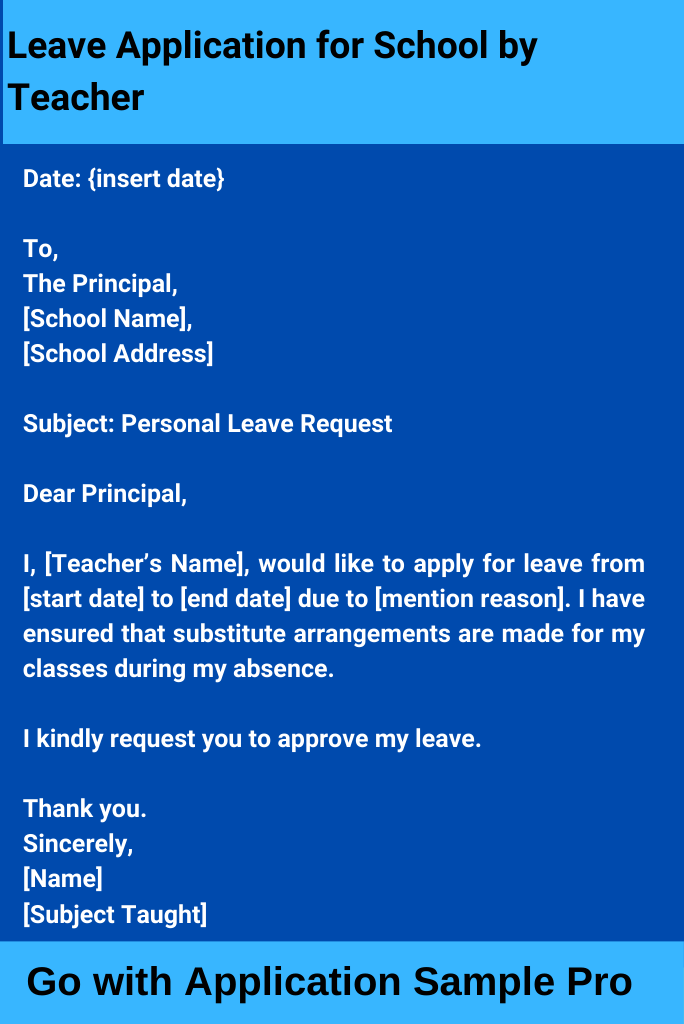 Leave Application for School by Teacher