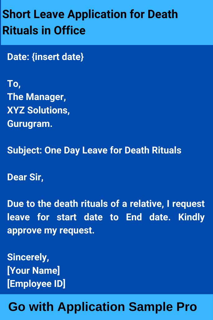 Short Leave Application for Death Rituals in Office
