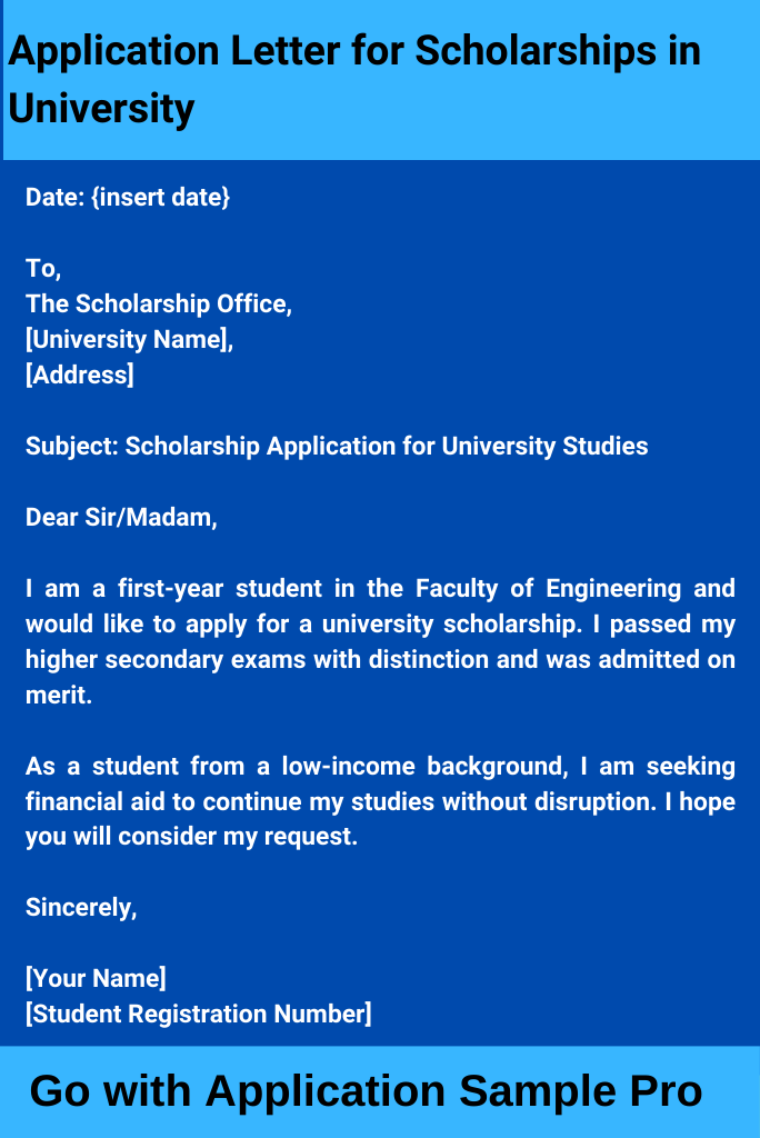 Application Letter for Scholarships in University