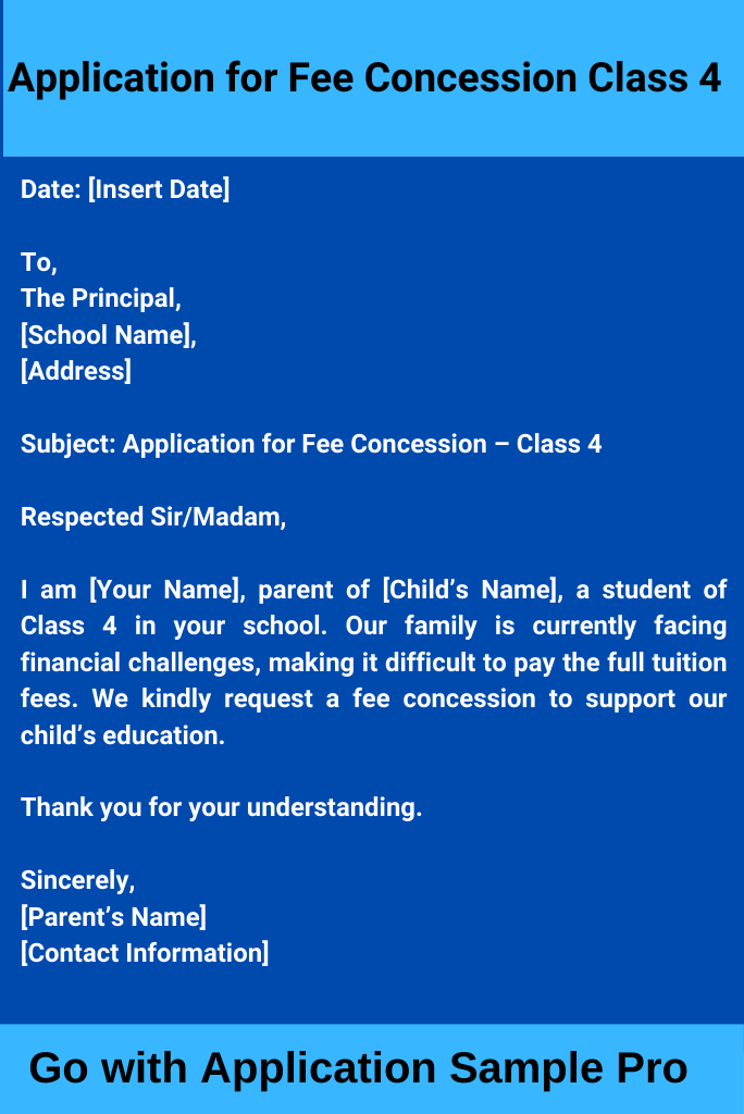 Application for Fee Concession Class 4