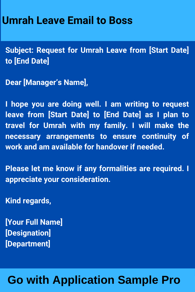 Umrah Leave Email to Boss