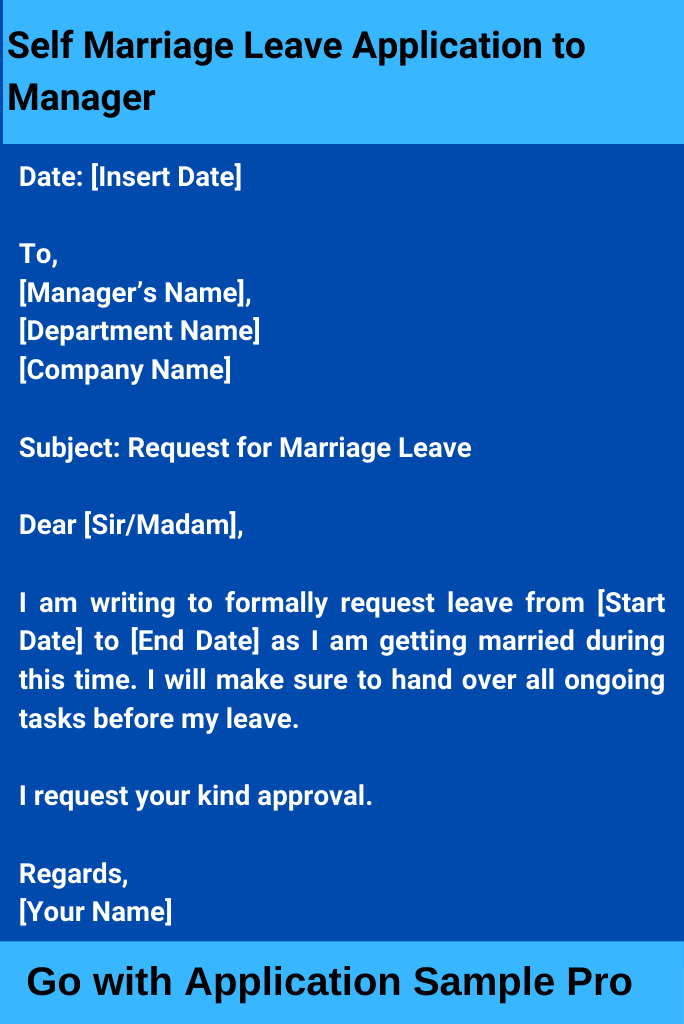 Self Marriage Leave Application to Manager