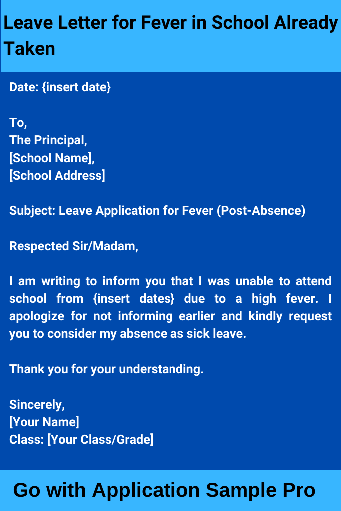 Leave Letter for Fever in School Already Taken