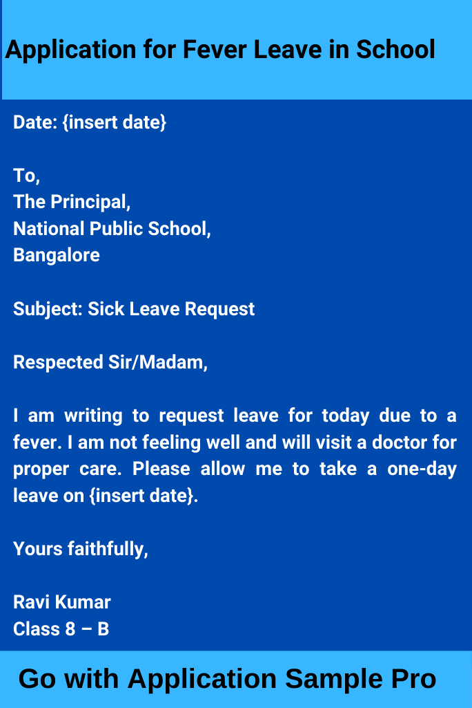 Application for Fever Leave in School