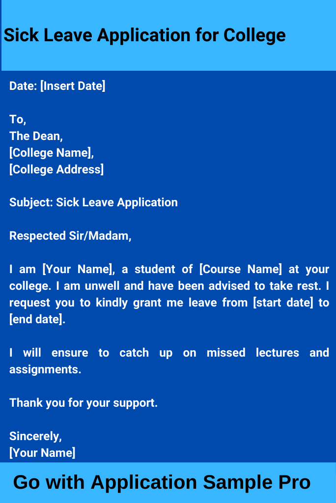 Sick Leave Application for College
