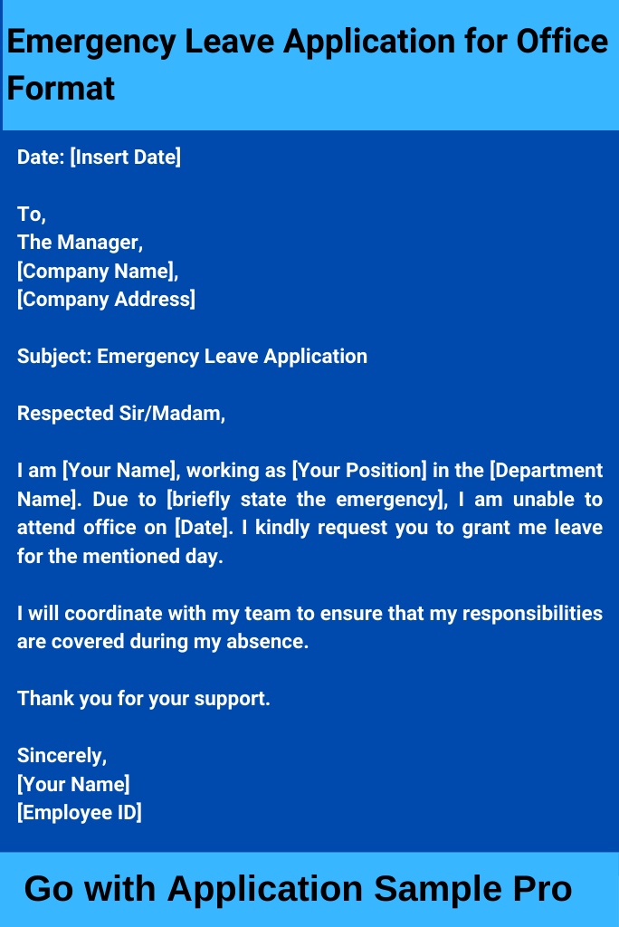 Emergency Leave Application for Office Format