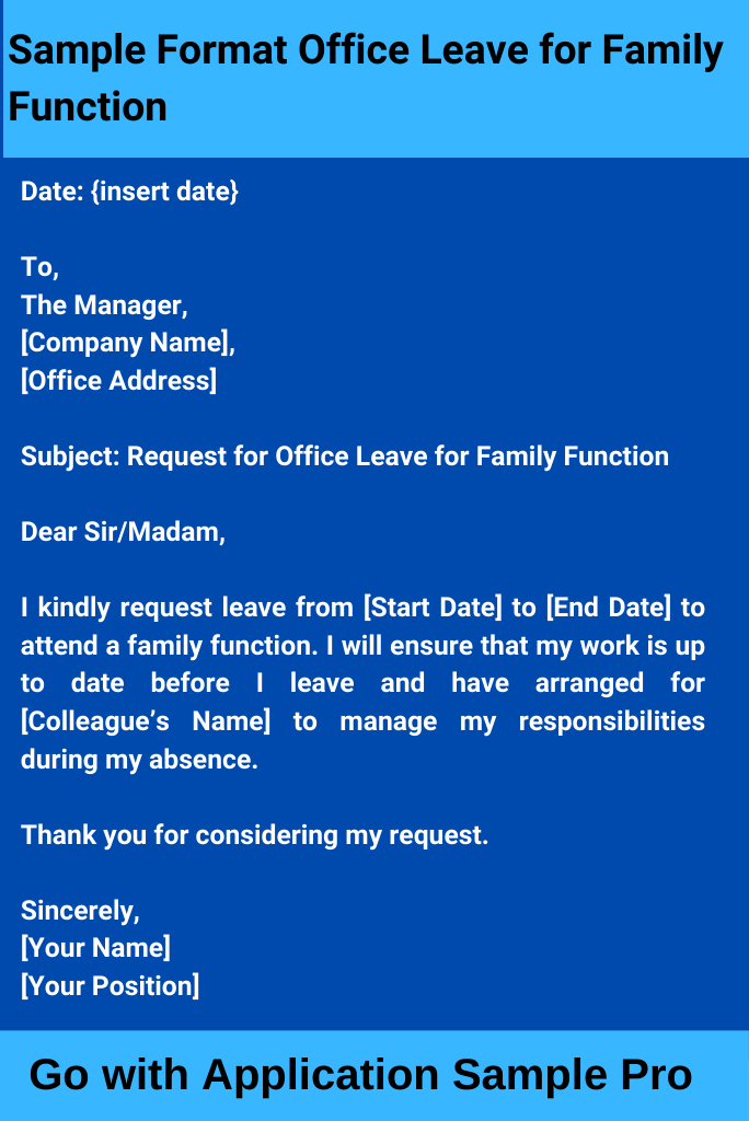 Sample Format Office Leave for Family Function