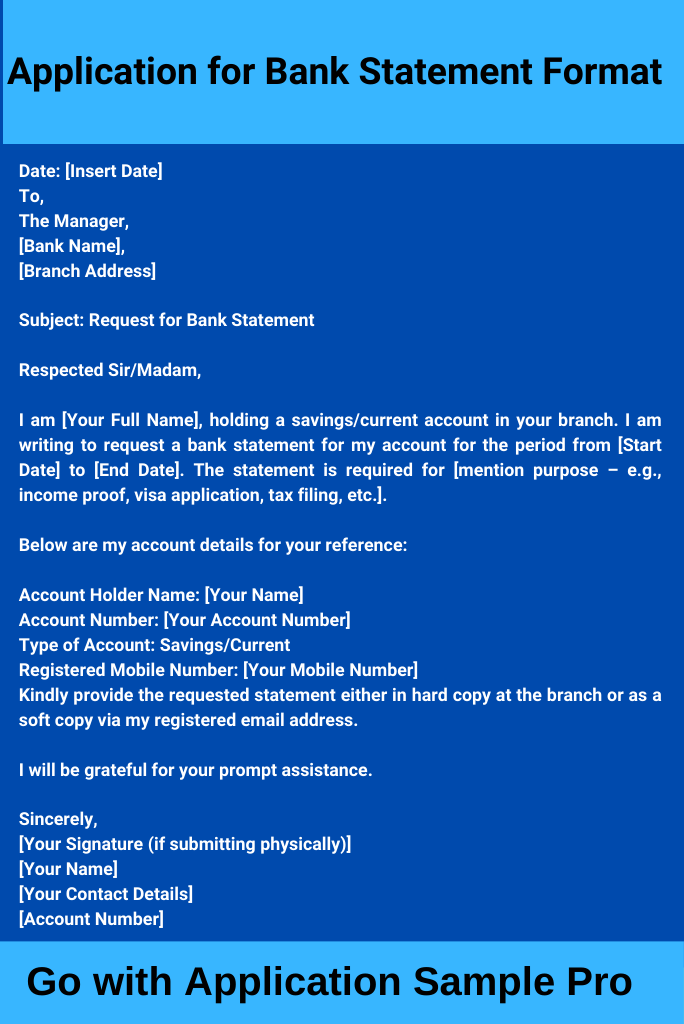 Application for Bank Statement Format