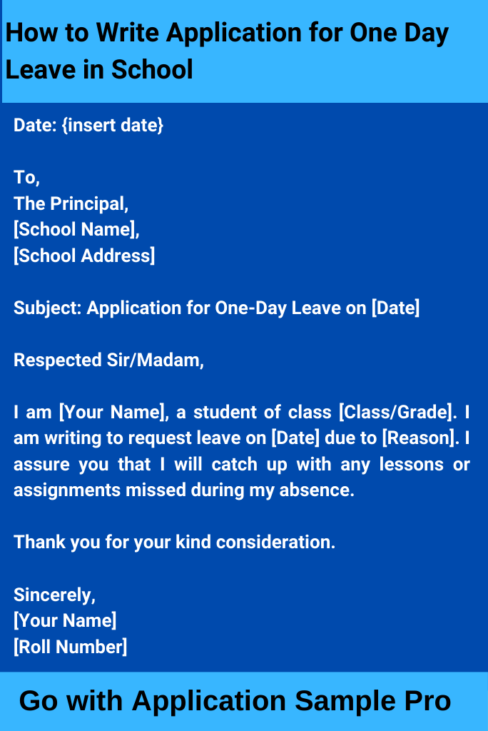 How to Write Application for One Day Leave in School