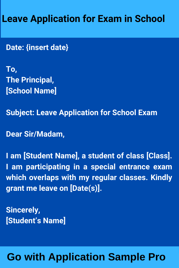 Leave Application for Exam in School