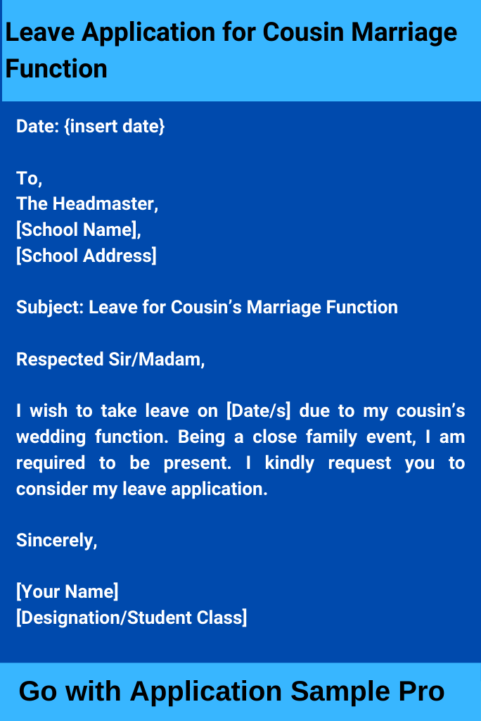 Leave Application for Cousin Marriage Function