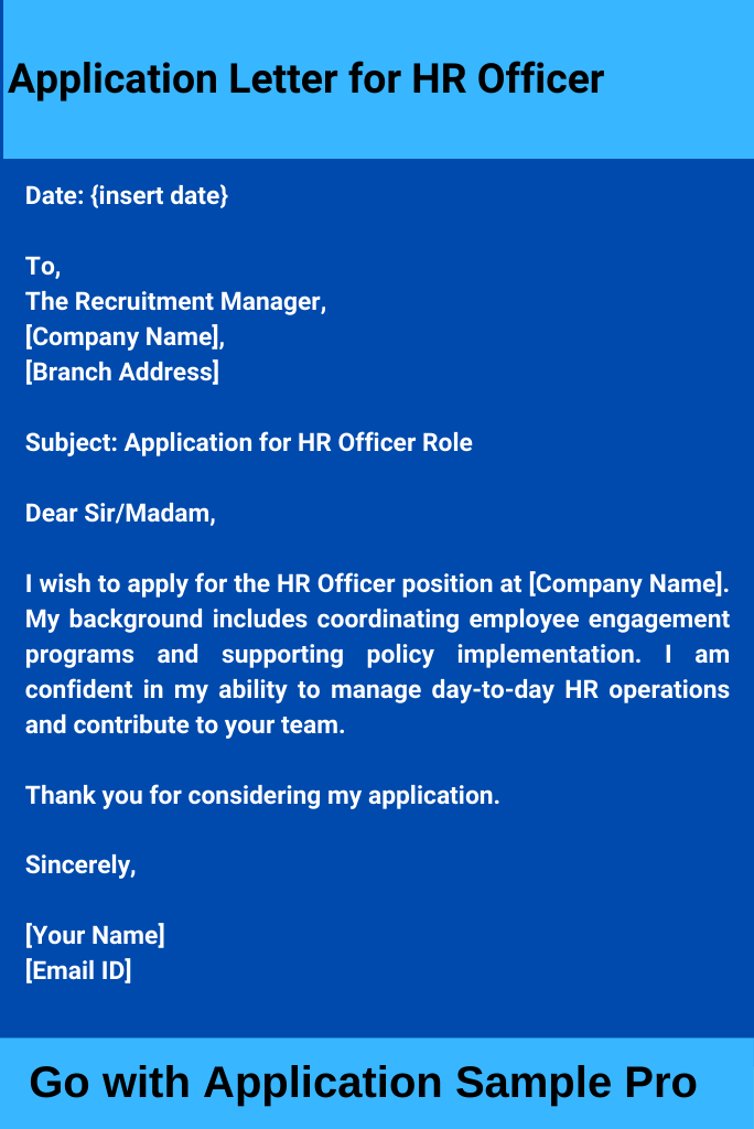 Application Letter for HR Officer