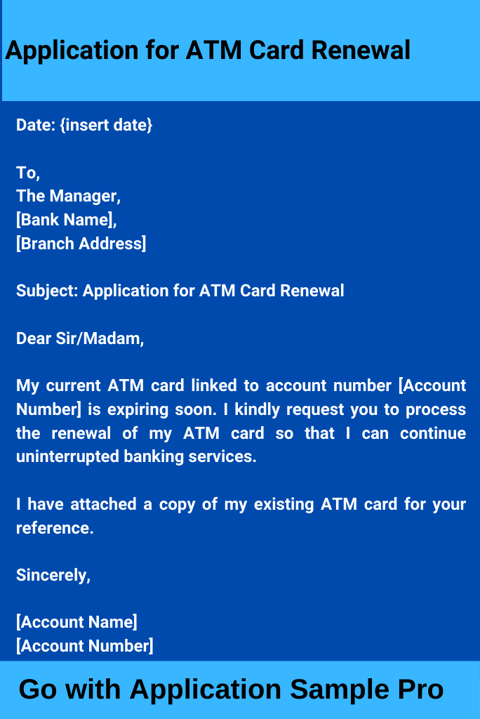 Application for ATM Card Renewal