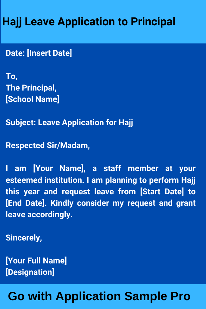 Hajj Leave Application to Principal