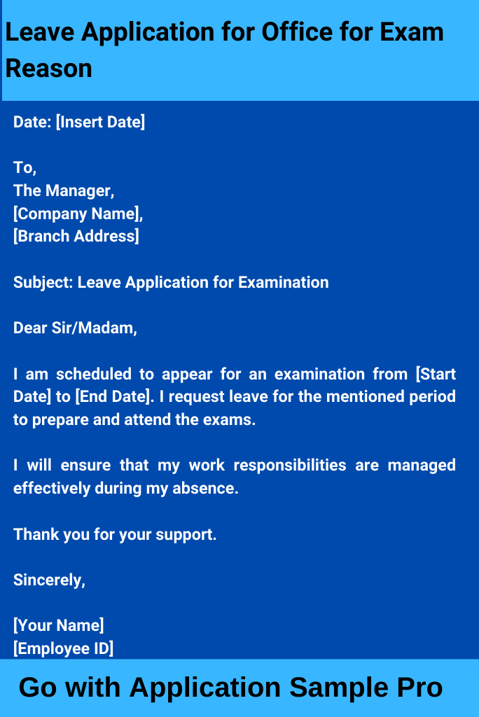 Leave Application for Office for Exam Reason