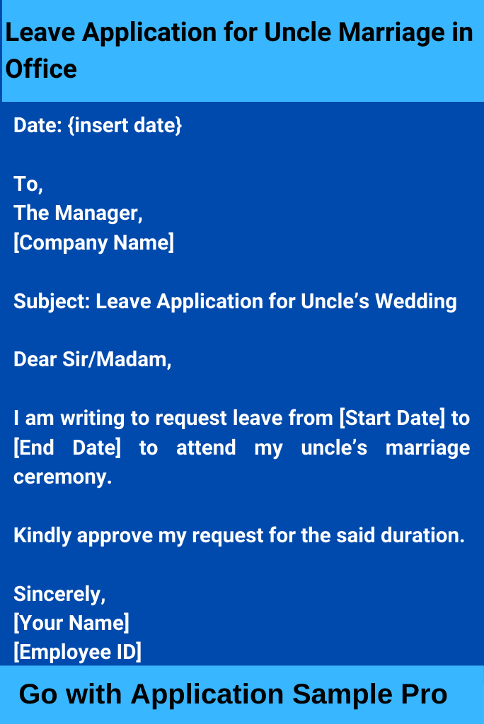 Leave Application for Uncle Marriage in Office