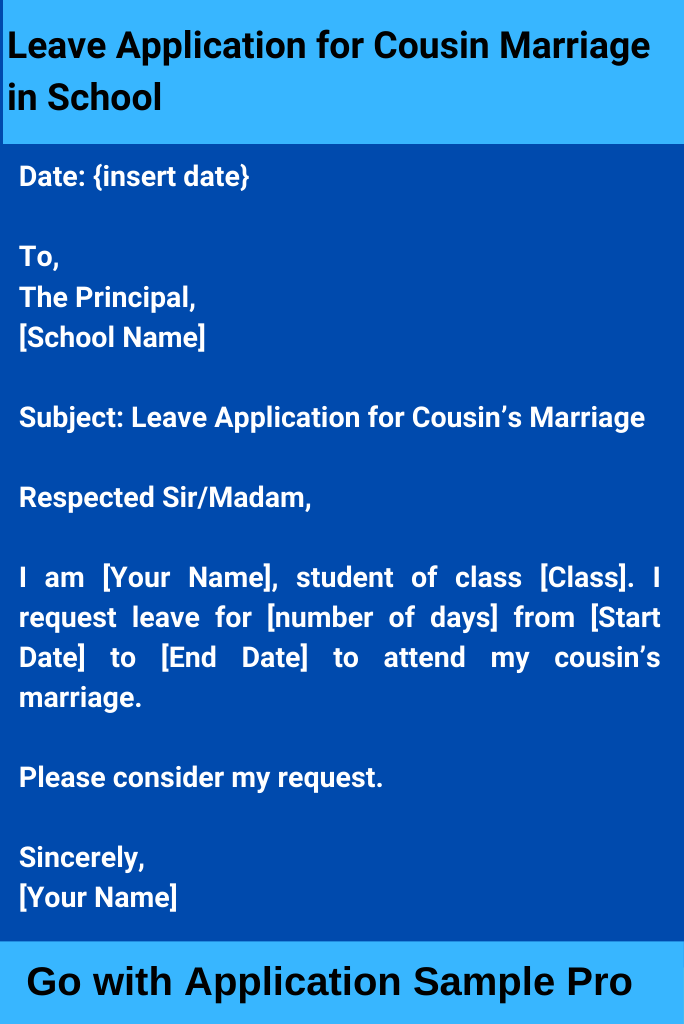 Leave Application for Cousin Marriage in School