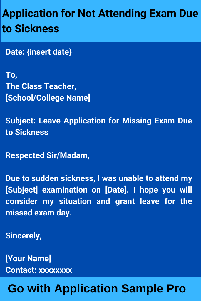 Application for Not Attending Exam Due to Sickness