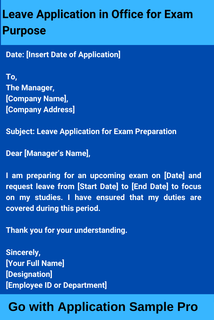 Leave Application in Office for Exam Purpose