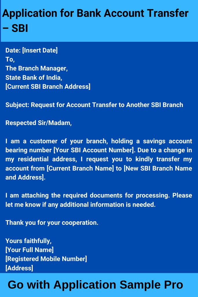 Application for Bank Account Transfer – SBI