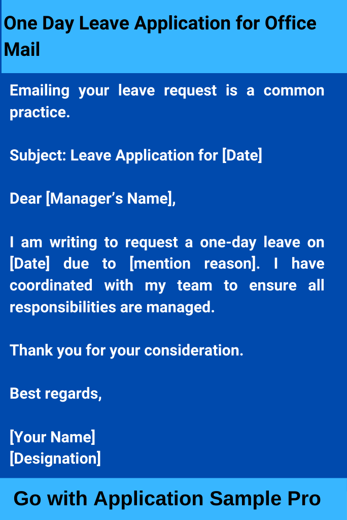 One Day Leave Application for Office Mail