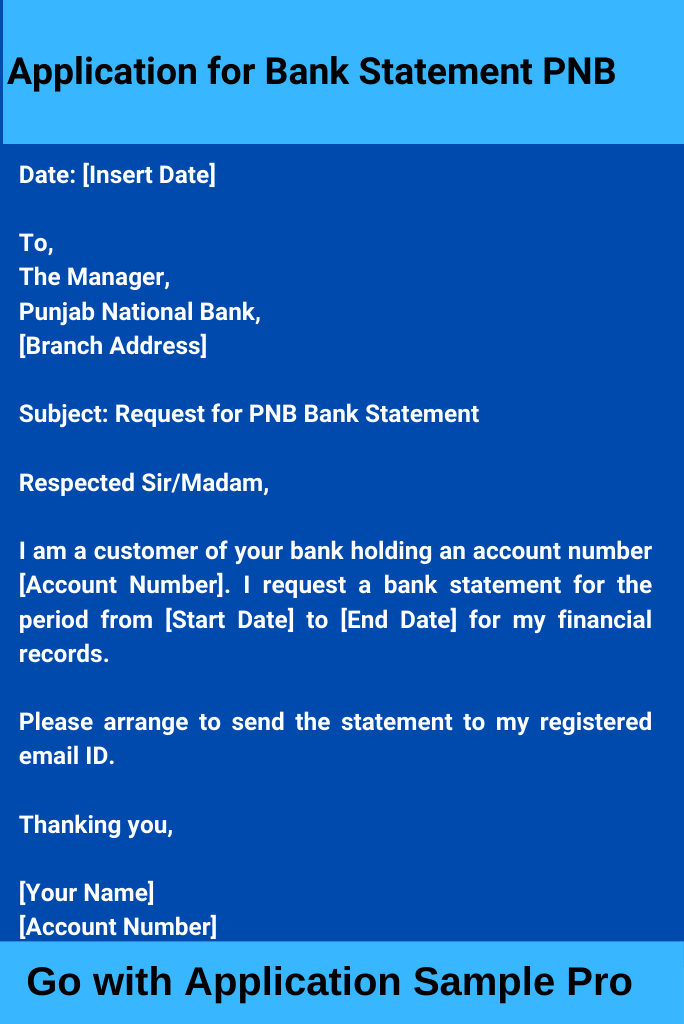Application for Bank Statement PNB